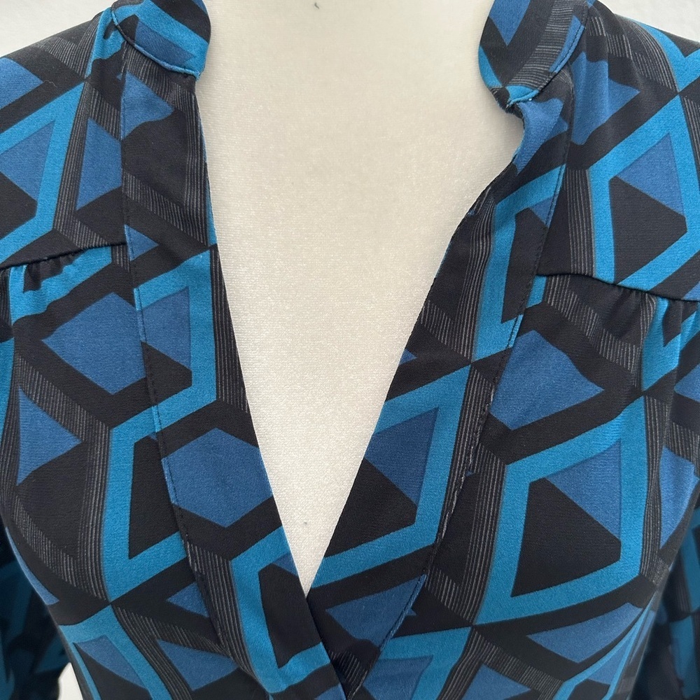 NWT Banana Republic Blue and Black Geometric Dress - Picture 3 of 6